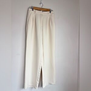 Forever21 Cream High-Waist Wide Leg Trousers